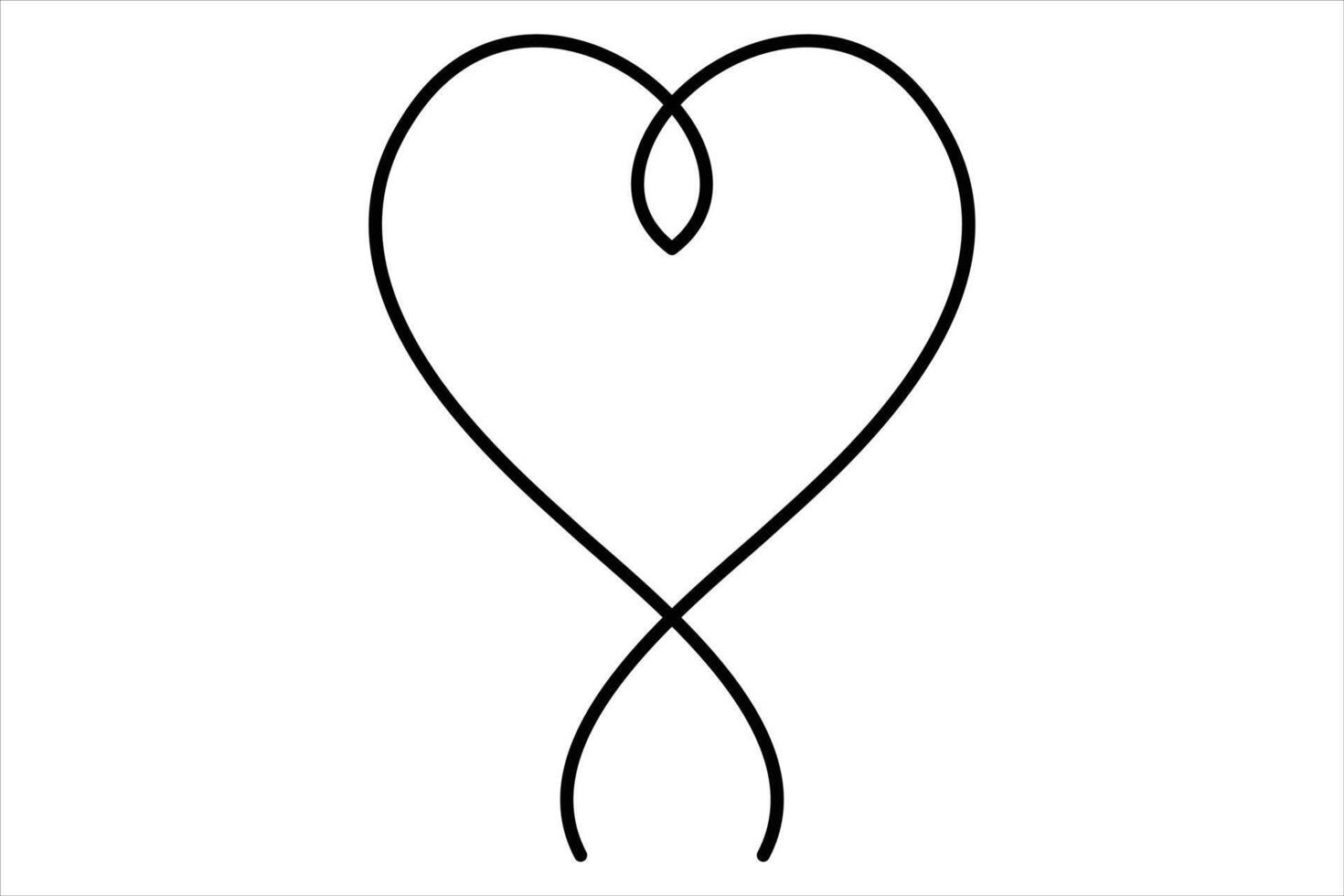 Heart continuous one line art drawing color shape Love sign outline art illustration vector
