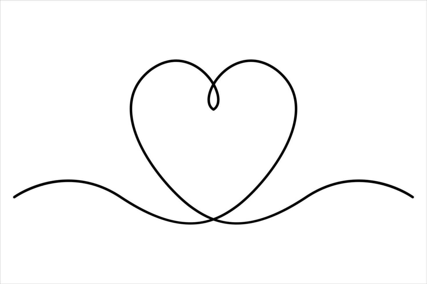 Heart continuous one line art drawing color shape Love sign outline art illustration vector