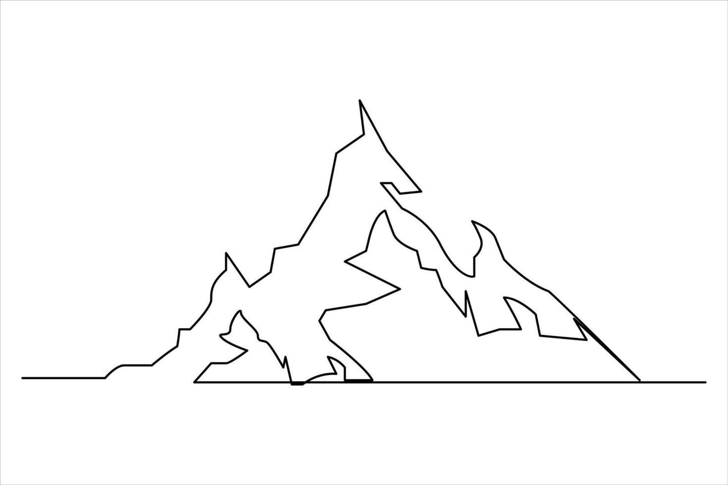 Continuous one line mountain range landscape outline art illustration vector