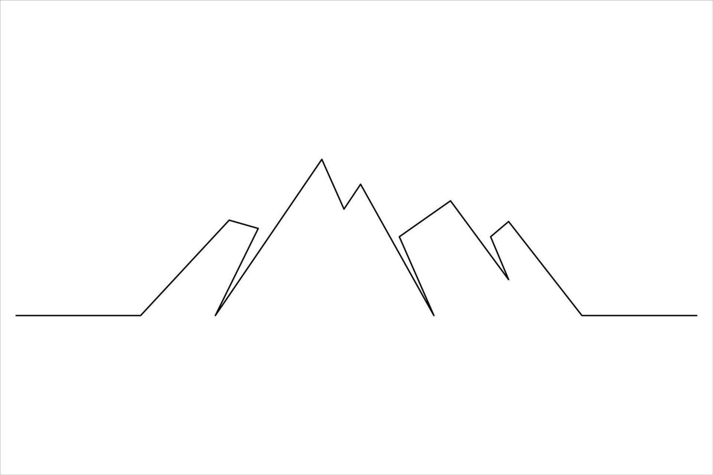 Continuous one line mountain range landscape outline art illustration vector