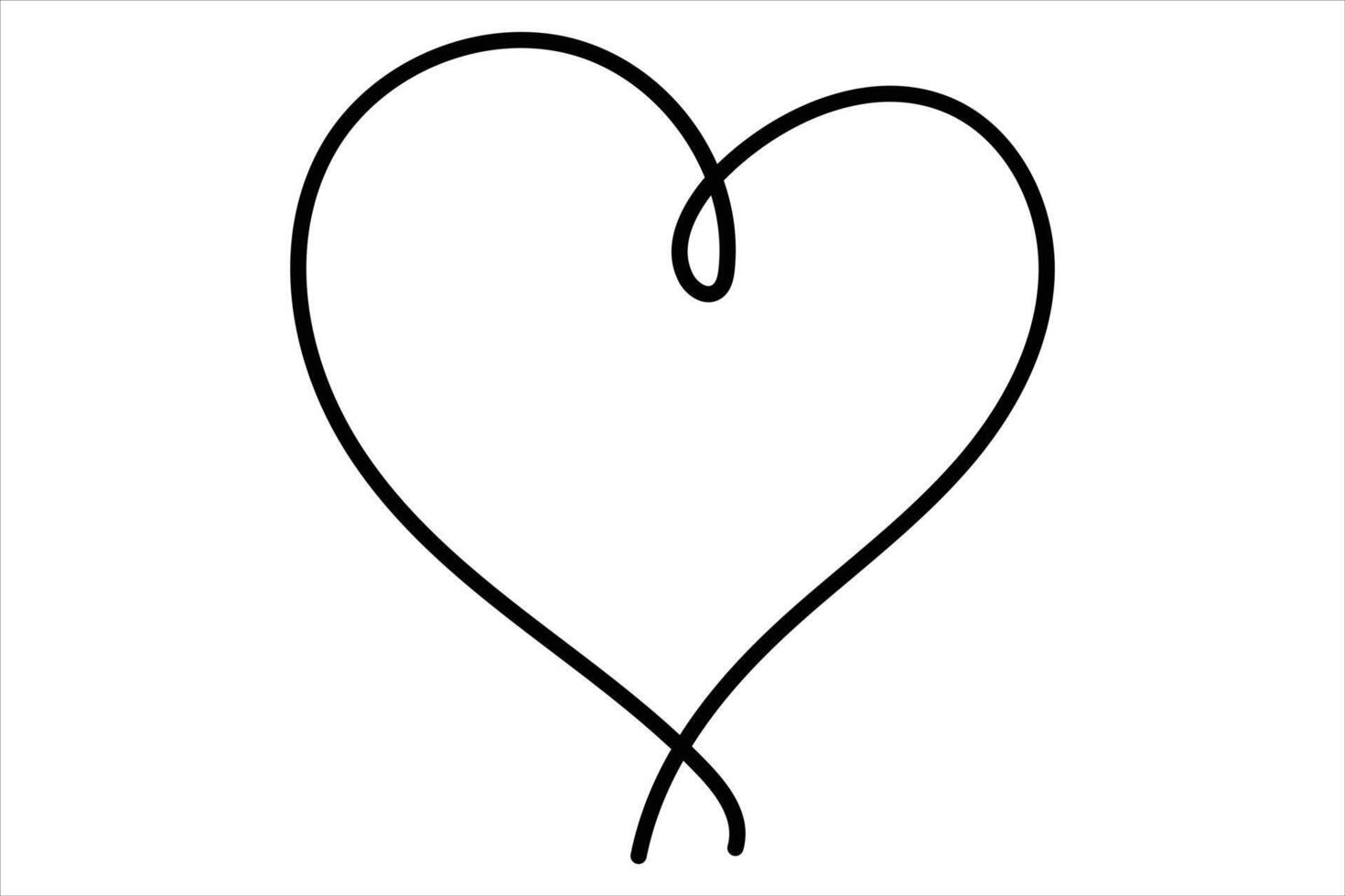Heart continuous one line art drawing color shape Love sign outline art illustration vector
