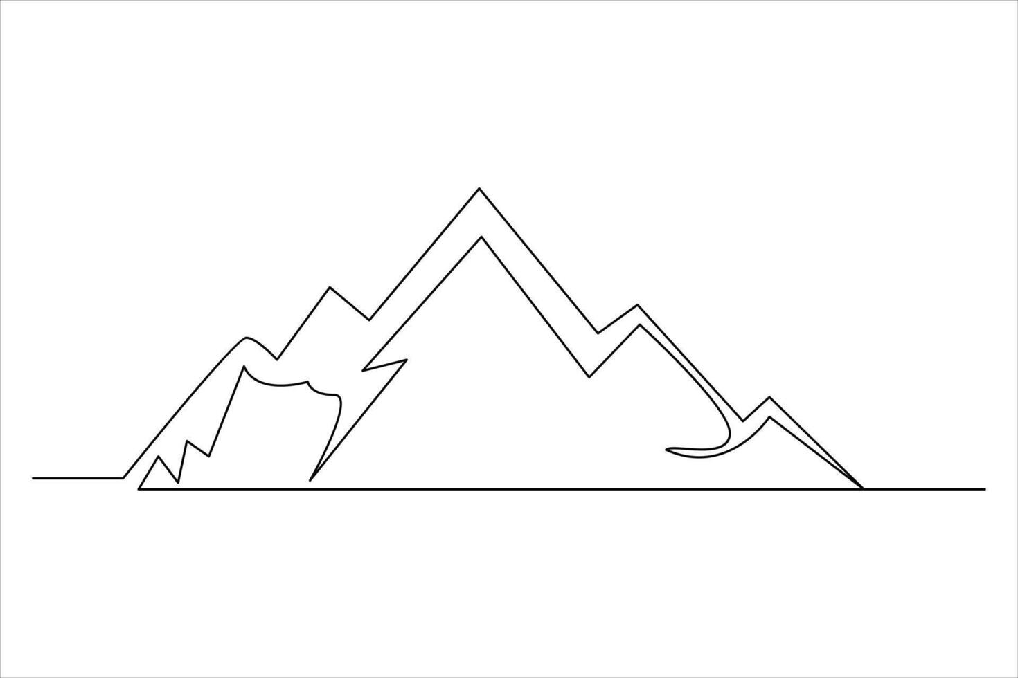 Continuous one line mountain range landscape outline art illustration vector