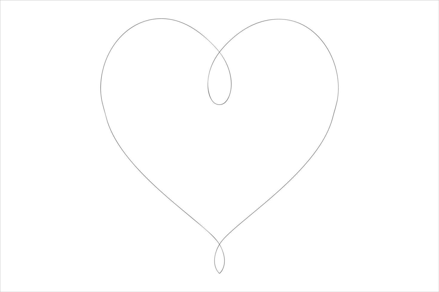 Heart continuous one line art drawing color shape Love sign outline art illustration vector