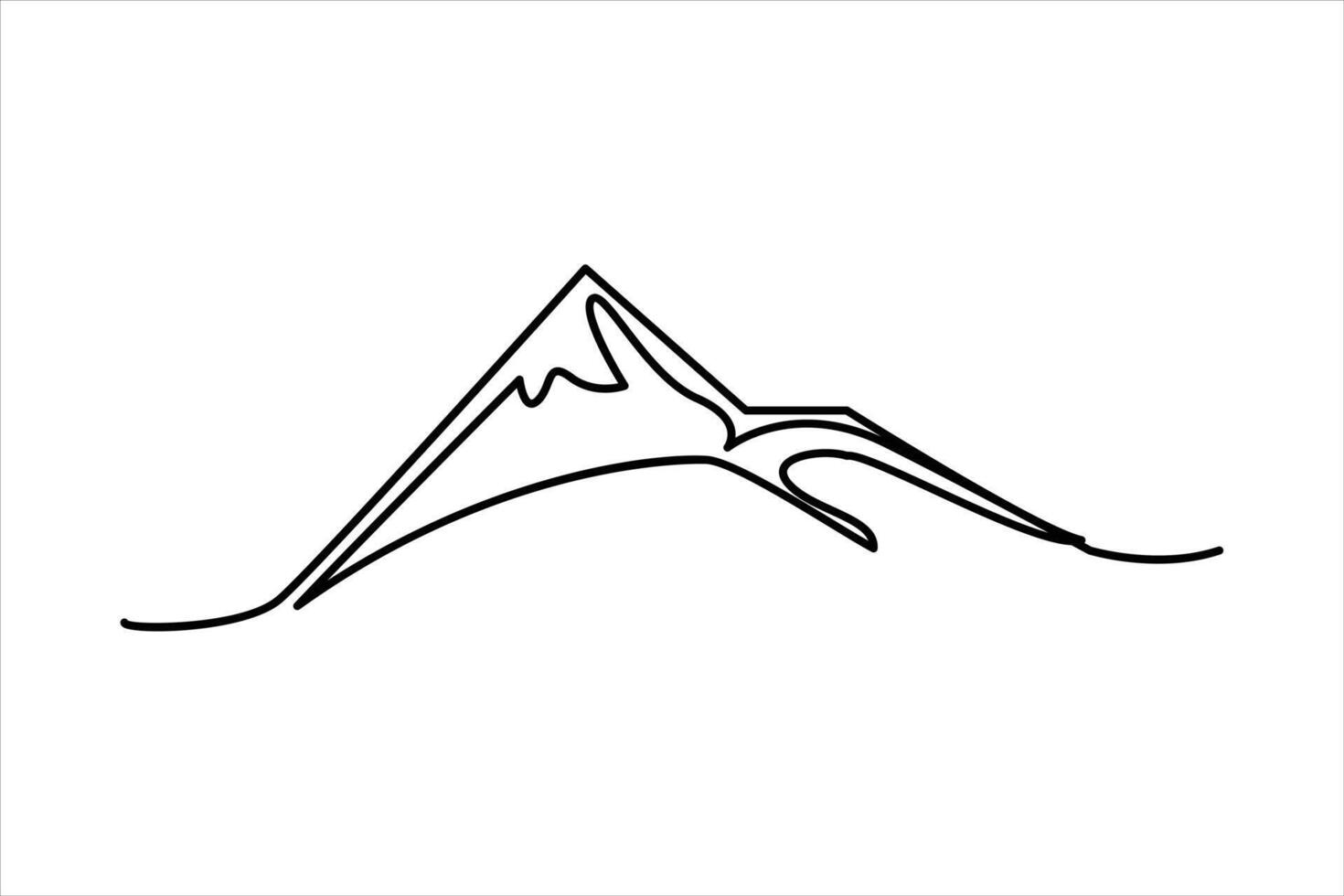 Continuous one line mountain range landscape outline art illustration vector