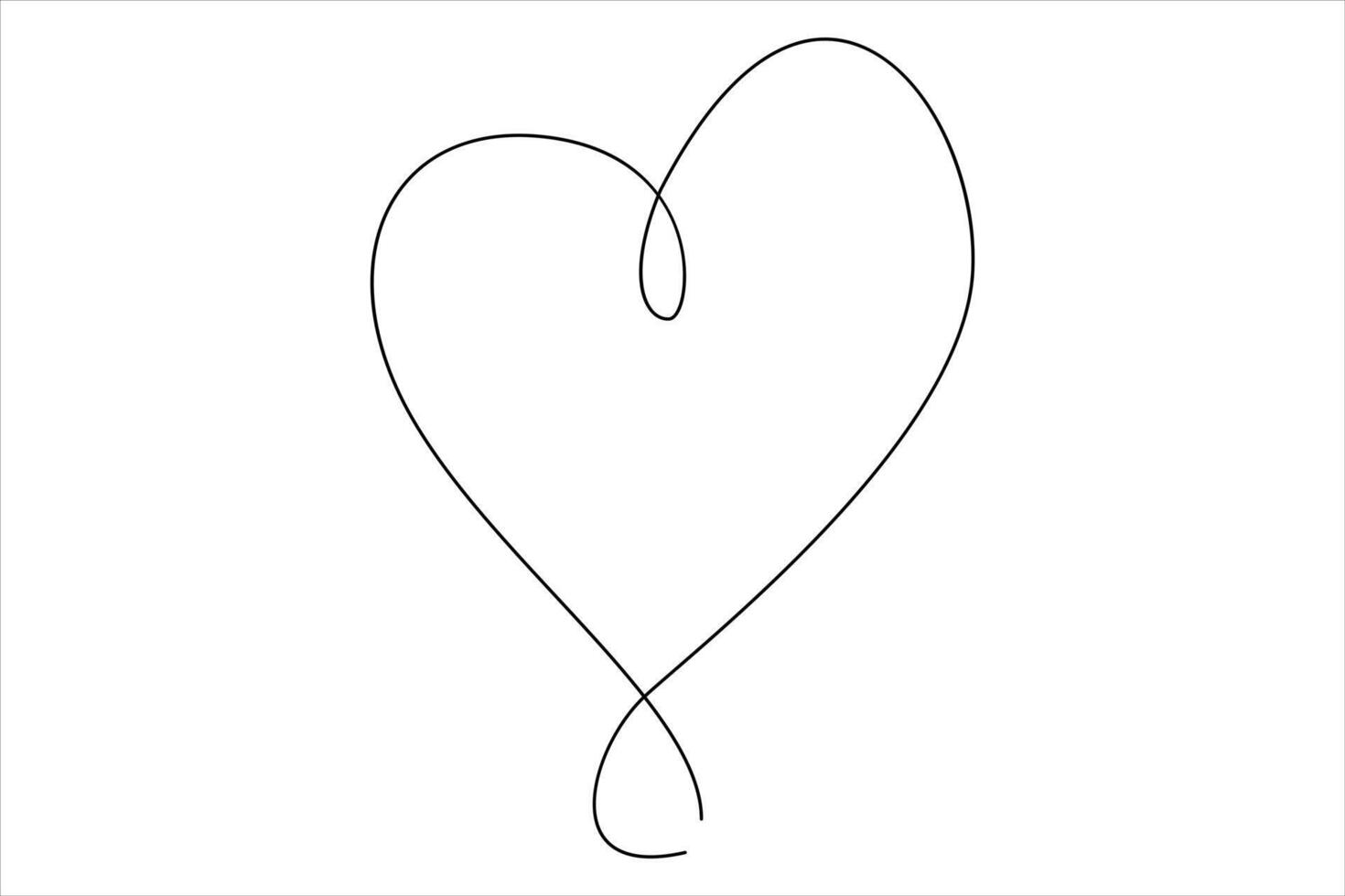 Heart continuous one line art drawing color shape Love sign outline art illustration vector