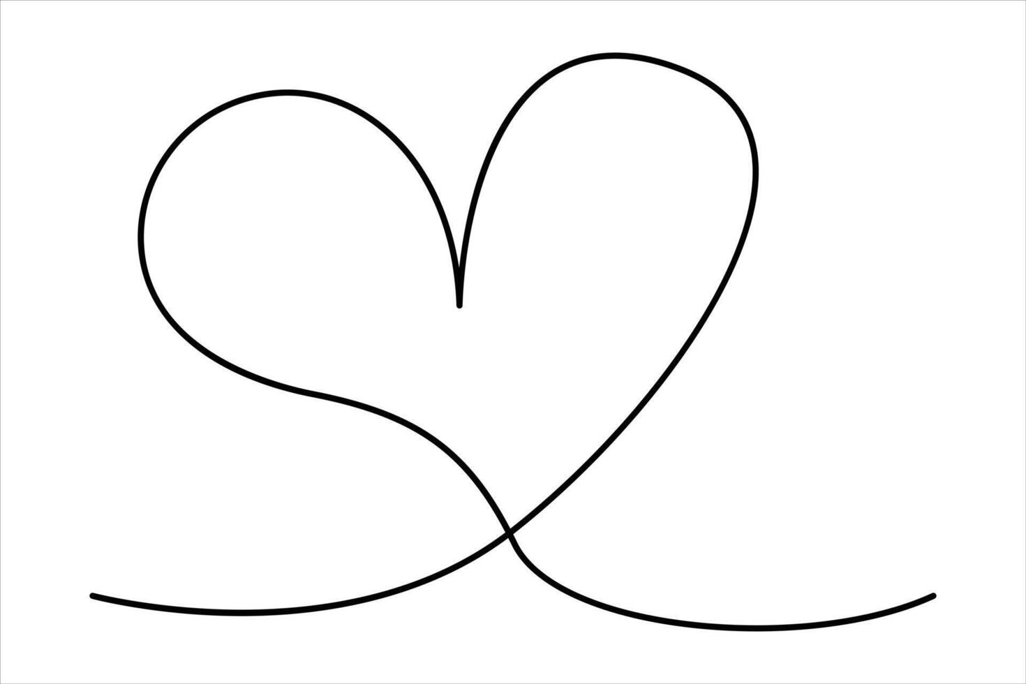 Heart continuous one line art drawing color shape Love sign outline art illustration vector