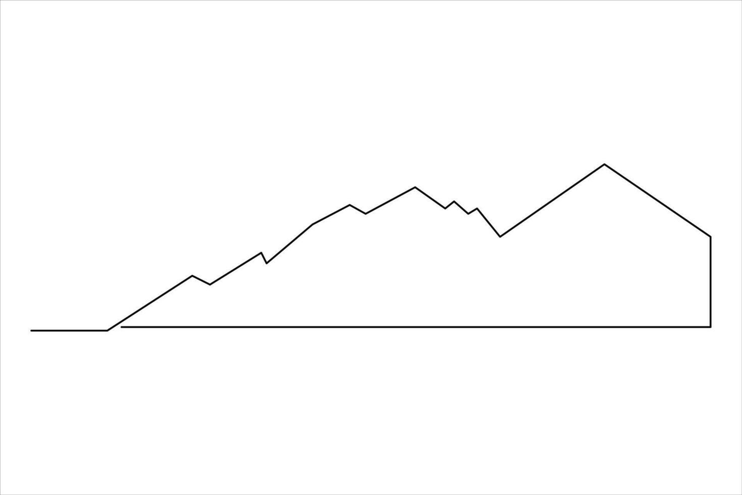 Continuous one line mountain range landscape outline art illustration vector