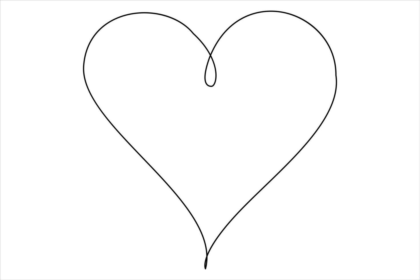 Heart continuous one line art drawing color shape Love sign outline art illustration vector