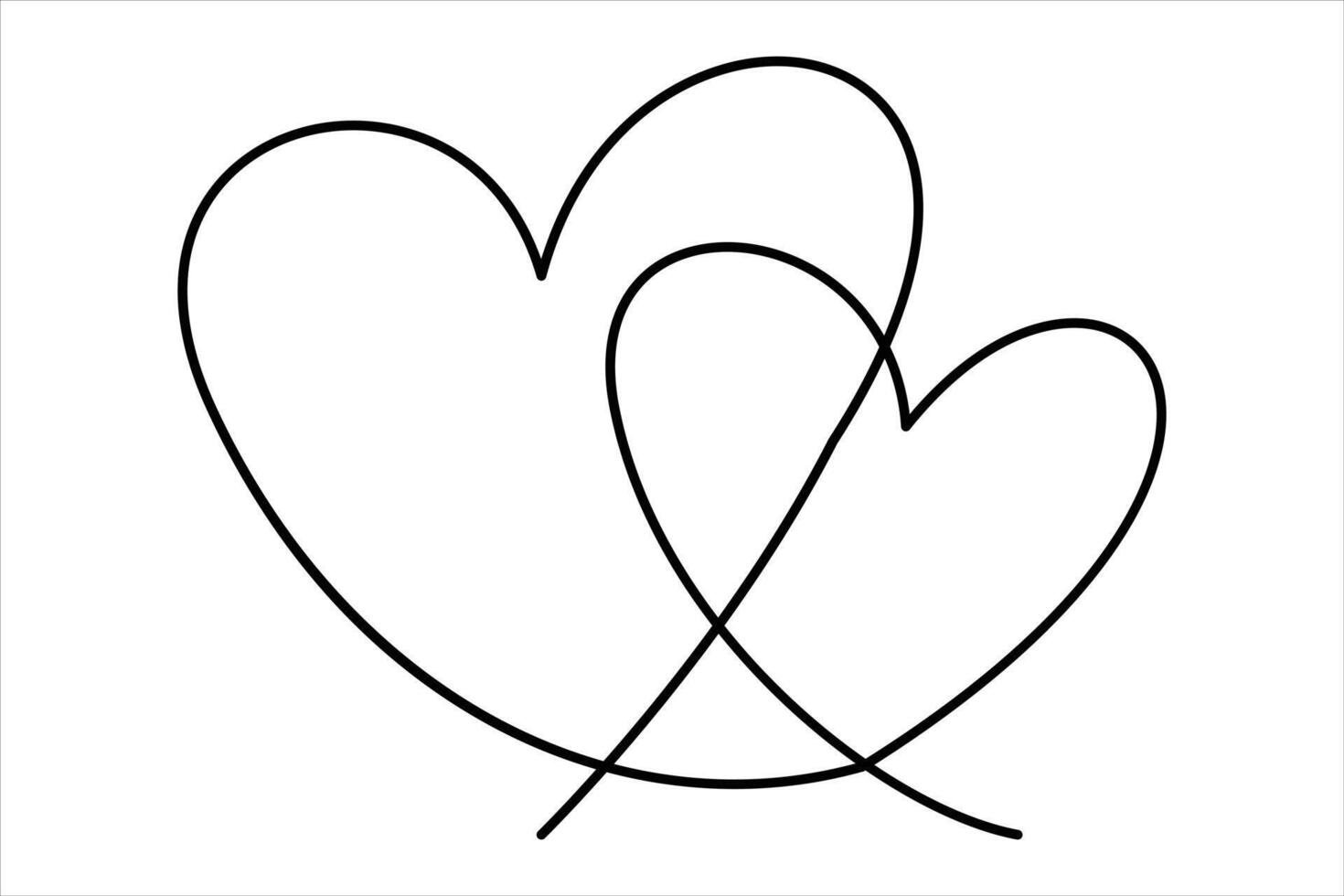 Heart continuous one line art drawing color shape Love sign outline art illustration vector