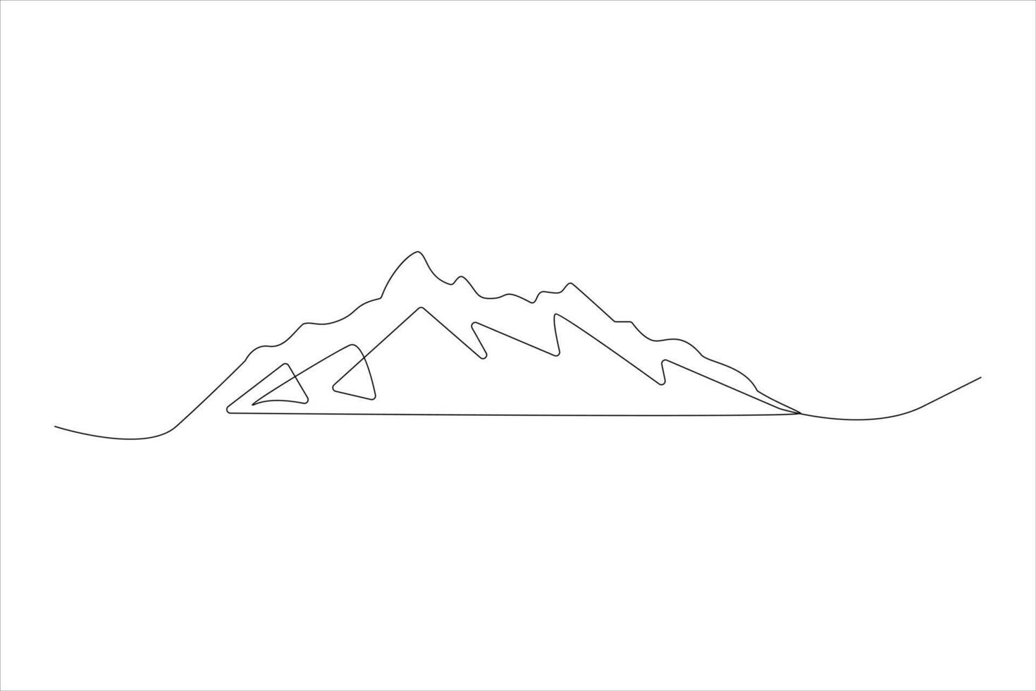 Continuous one line mountain range landscape outline art illustration vector