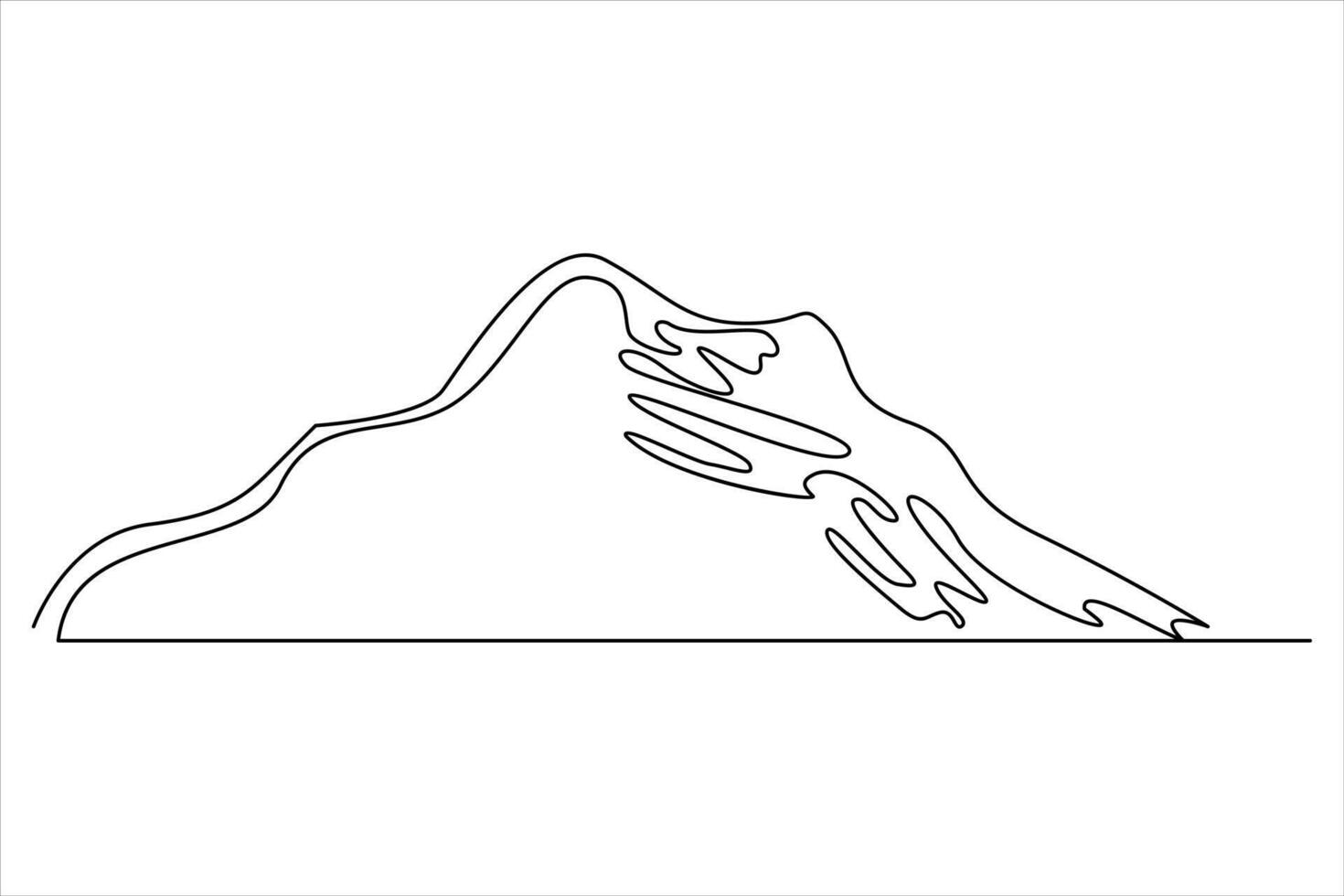 Continuous one line mountain range landscape outline art illustration vector