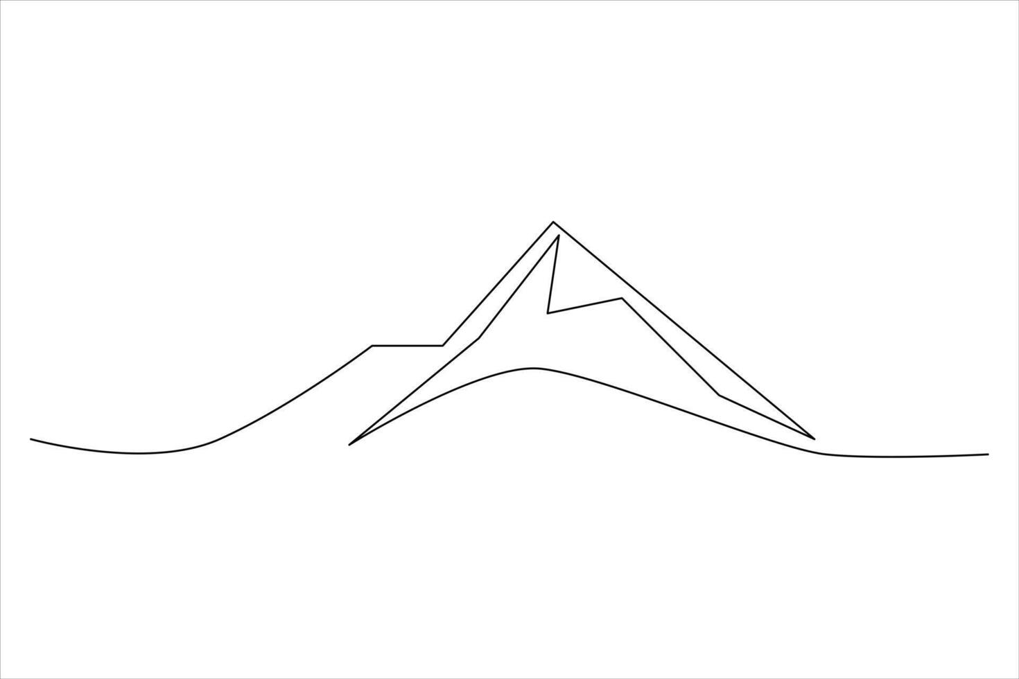 Continuous one line mountain range landscape outline art illustration vector