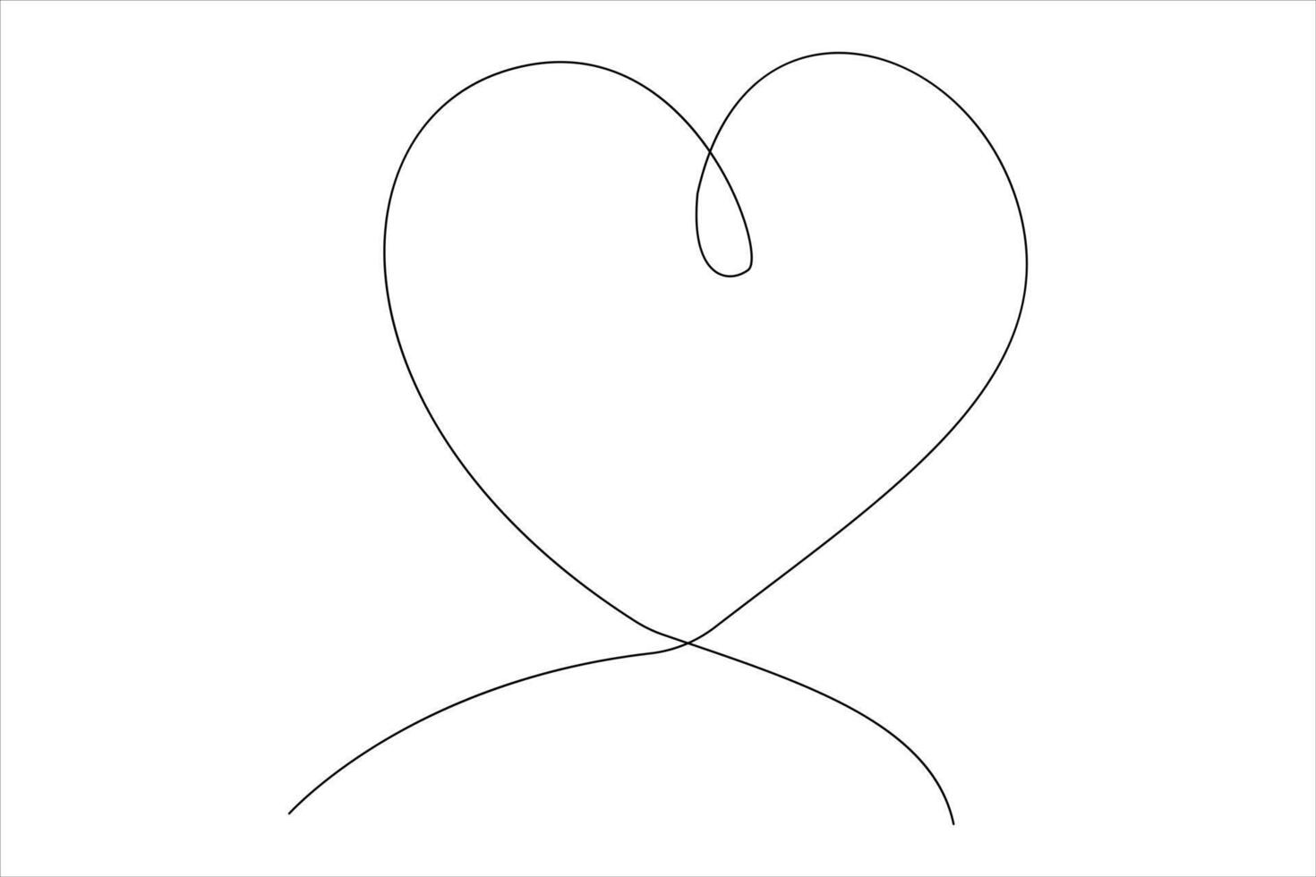 Heart continuous one line art drawing color shape Love sign outline art illustration vector