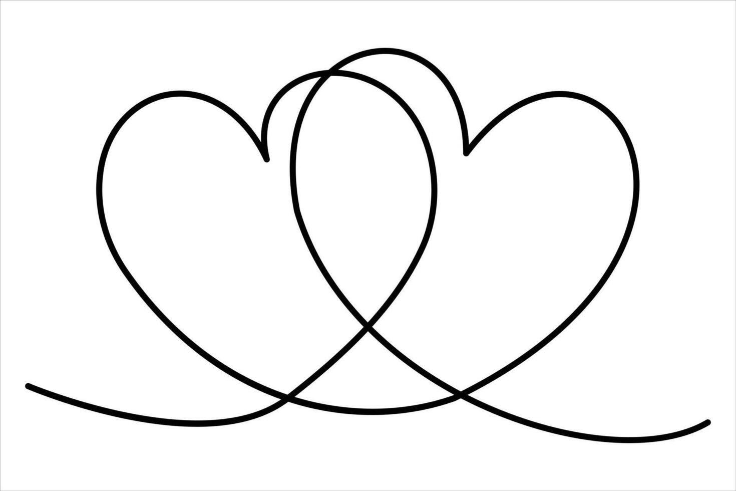 Heart continuous one line art drawing color shape Love sign outline art illustration vector