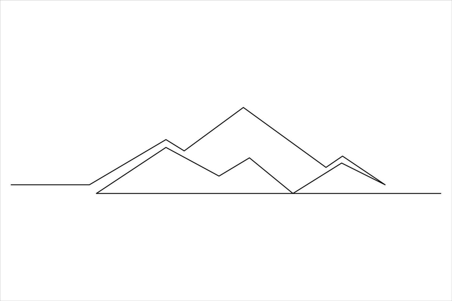 Continuous one line mountain range landscape outline art illustration vector