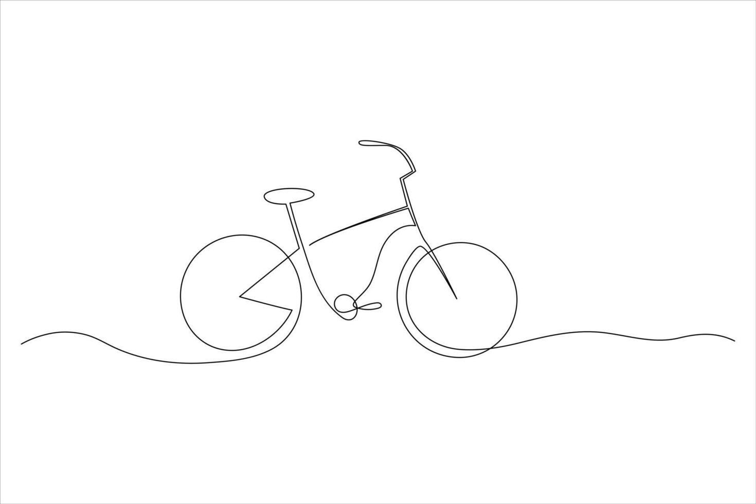 Continuous one line bicycle outline line art illustration vector