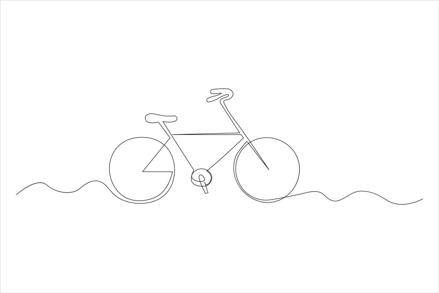 Continuous one line bicycle outline line art illustration vector