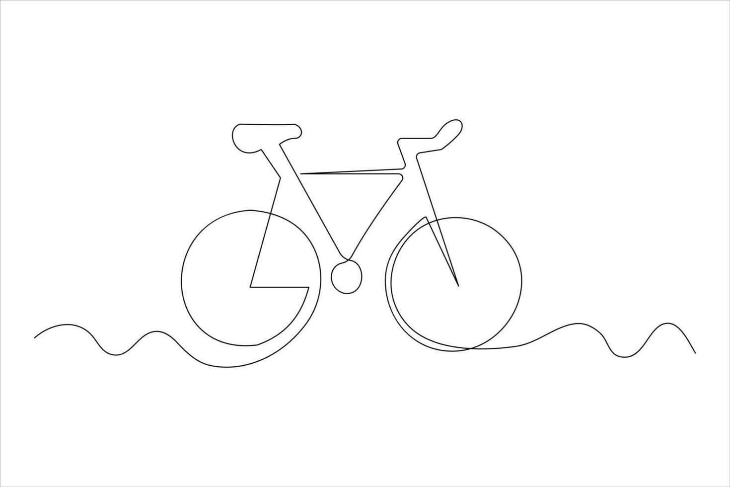 Continuous one line bicycle outline line art illustration vector