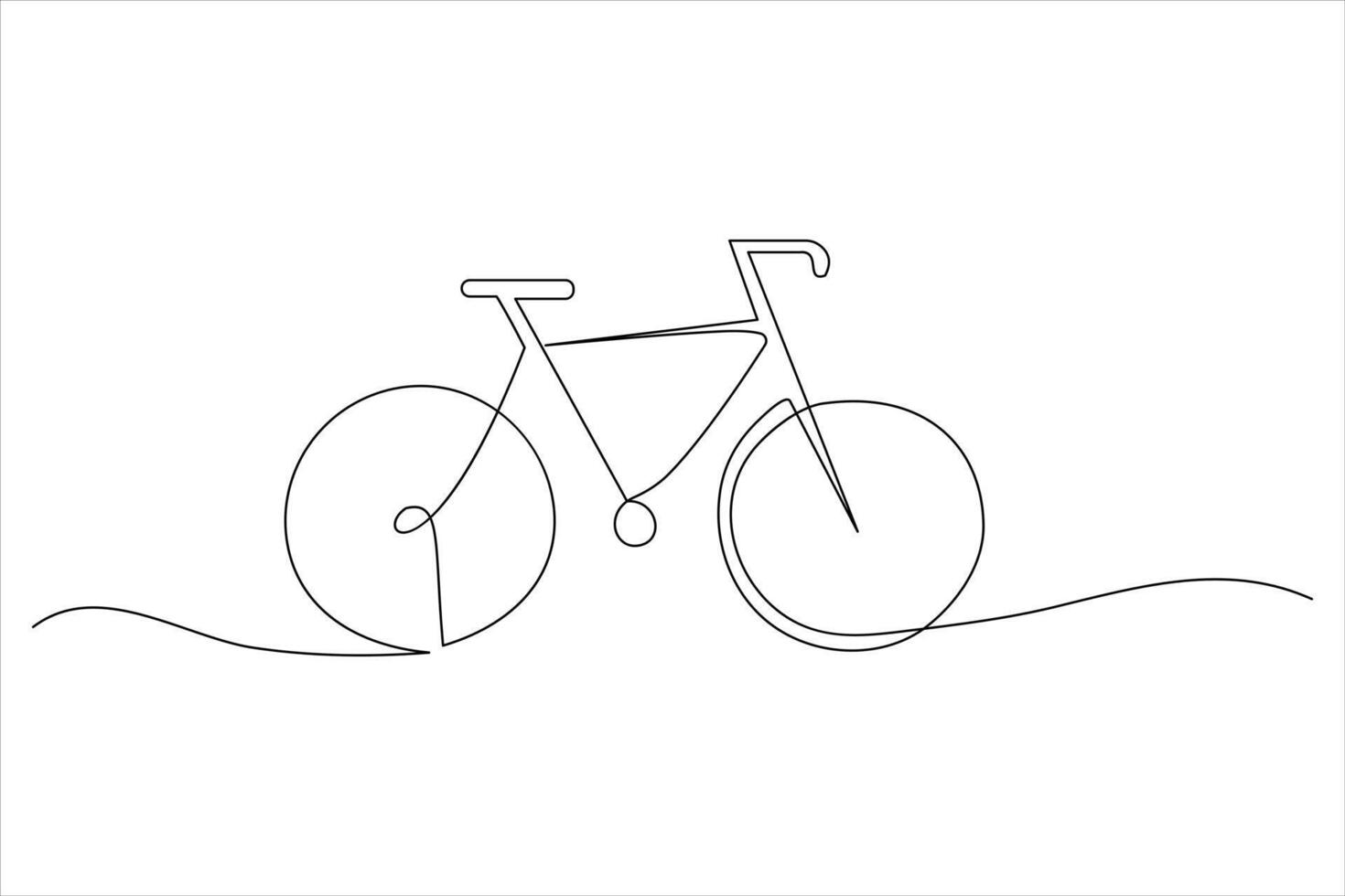 Continuous one line bicycle outline line art illustration vector