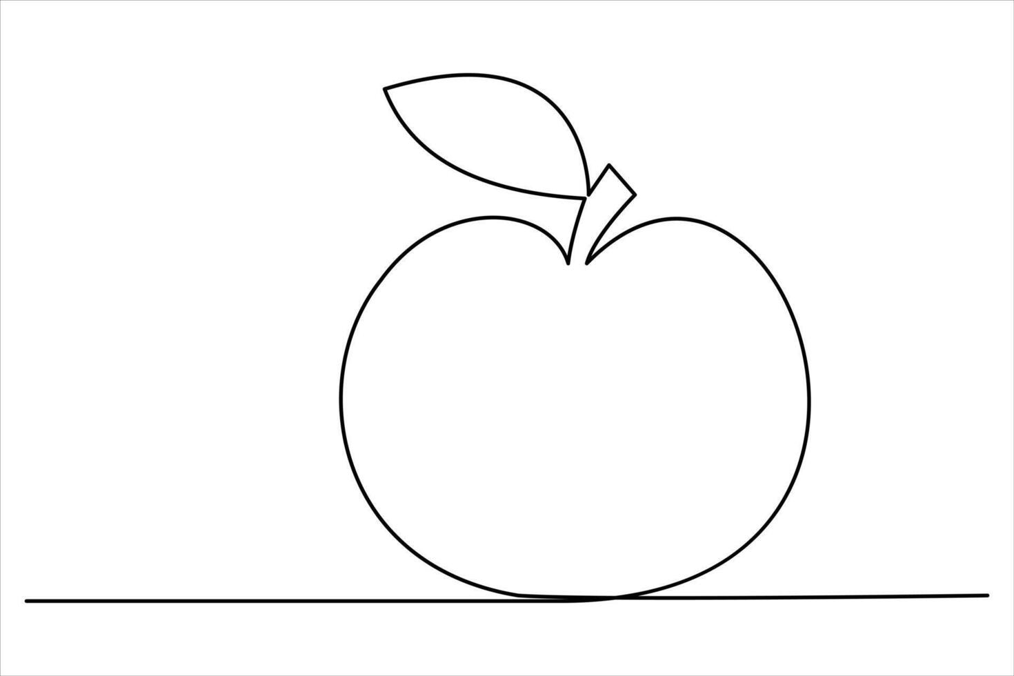 Continuous one line art drawing apple outline art illustration vector