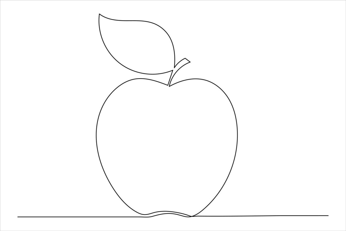 Continuous one line art drawing apple outline line art illustration vector