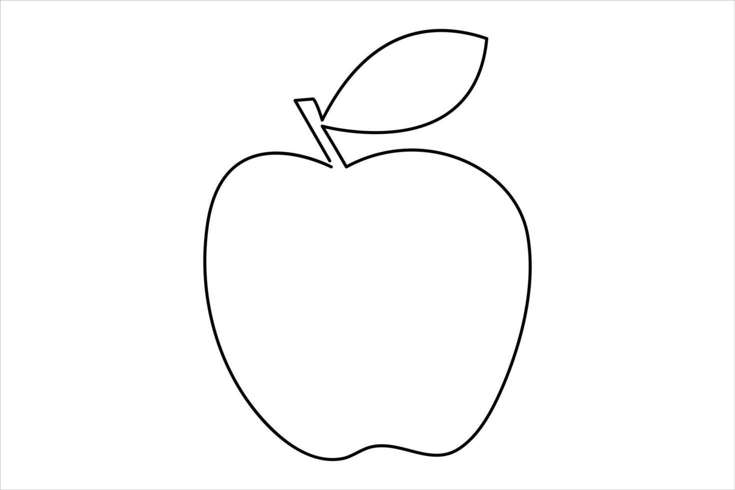 Continuous one line art drawing apple outline line art illustration vector