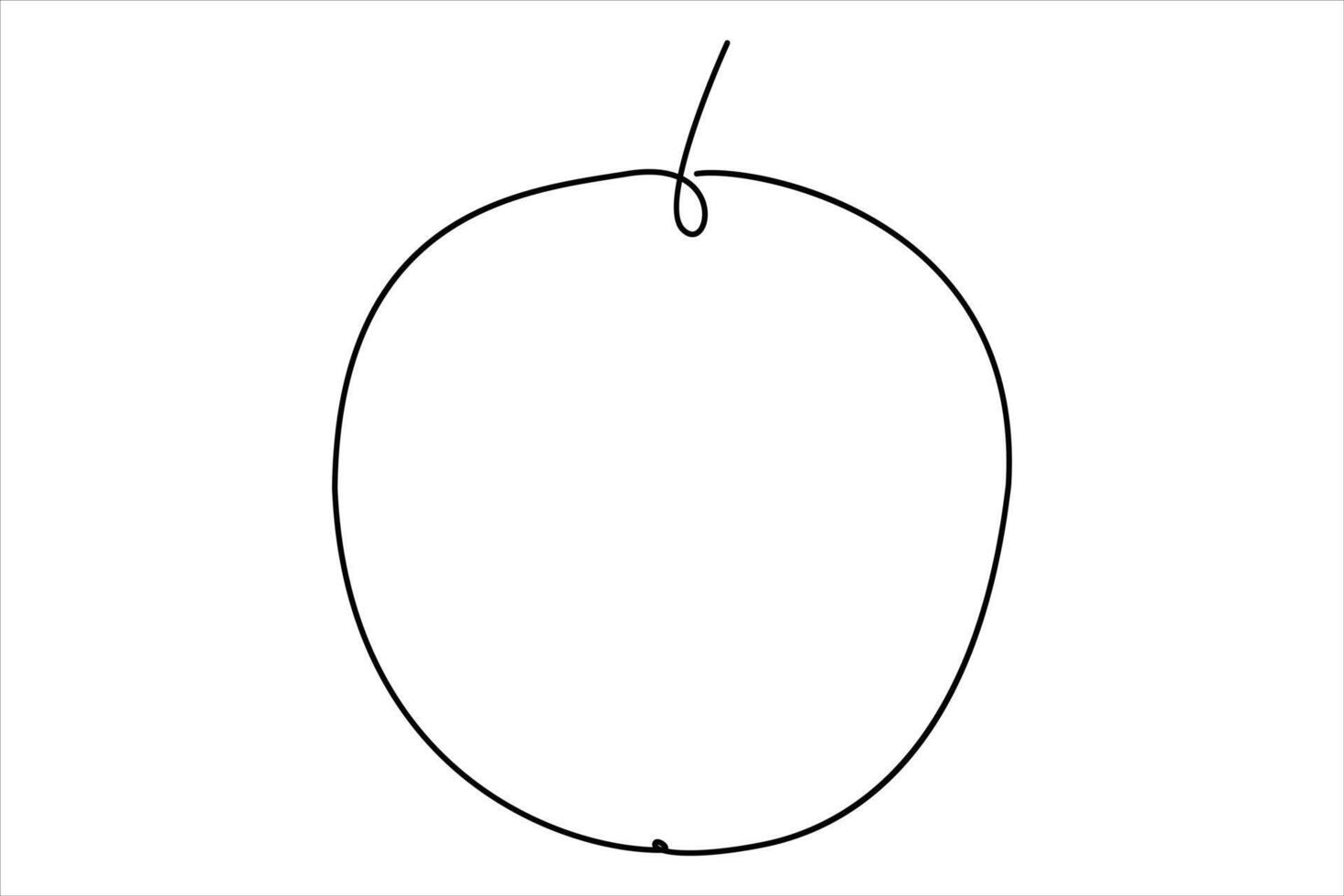 Continuous one line art drawing apple outline art illustration vector
