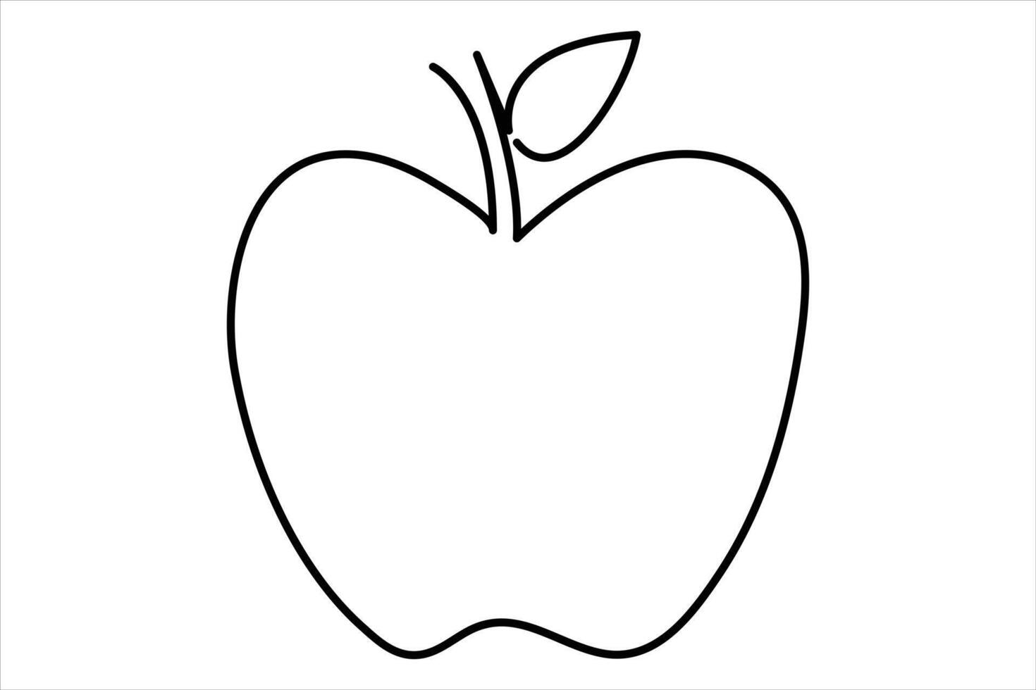 Continuous one line art drawing apple outline line art illustration vector