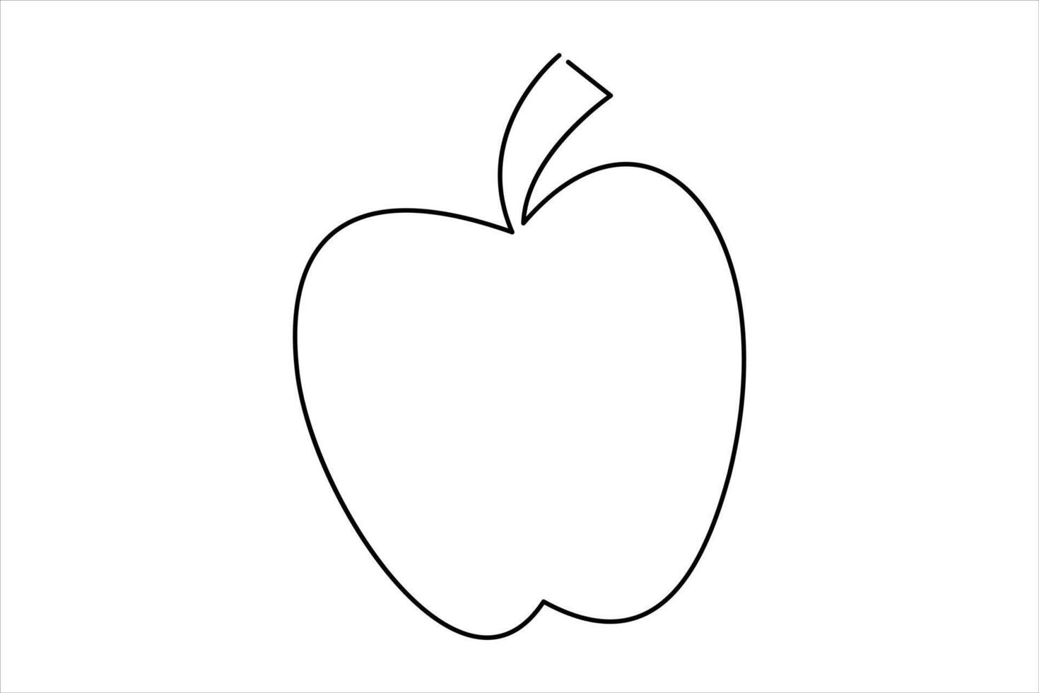 Continuous one line art drawing apple outline art illustration vector