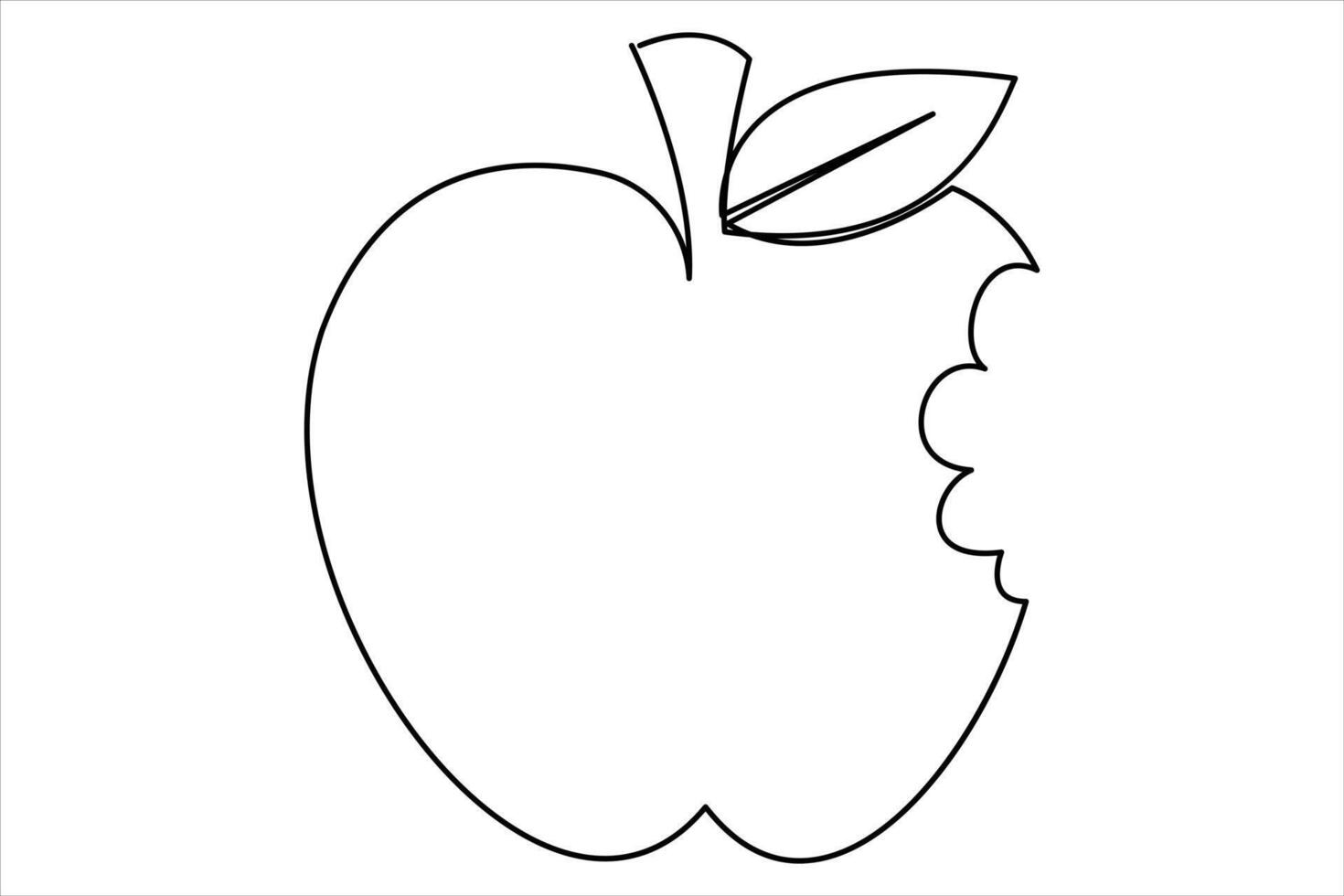 Continuous one line art drawing apple outline line art illustration vector