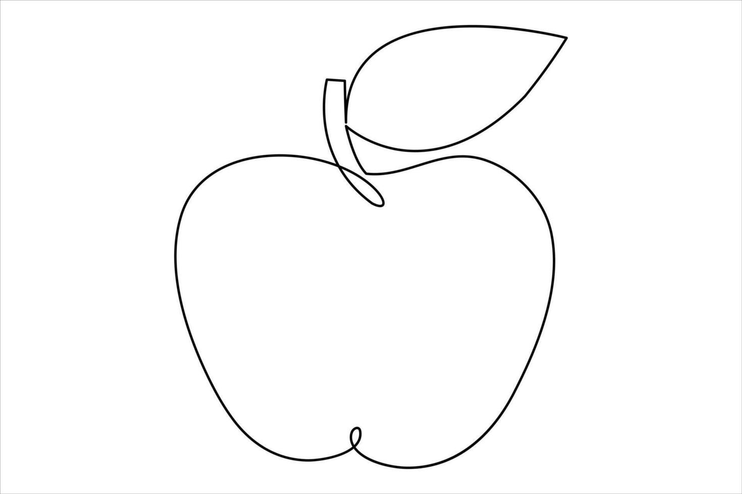 Continuous one line art drawing apple outline line art illustration vector