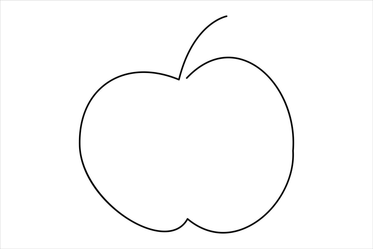 Continuous one line art drawing apple outline art illustration vector