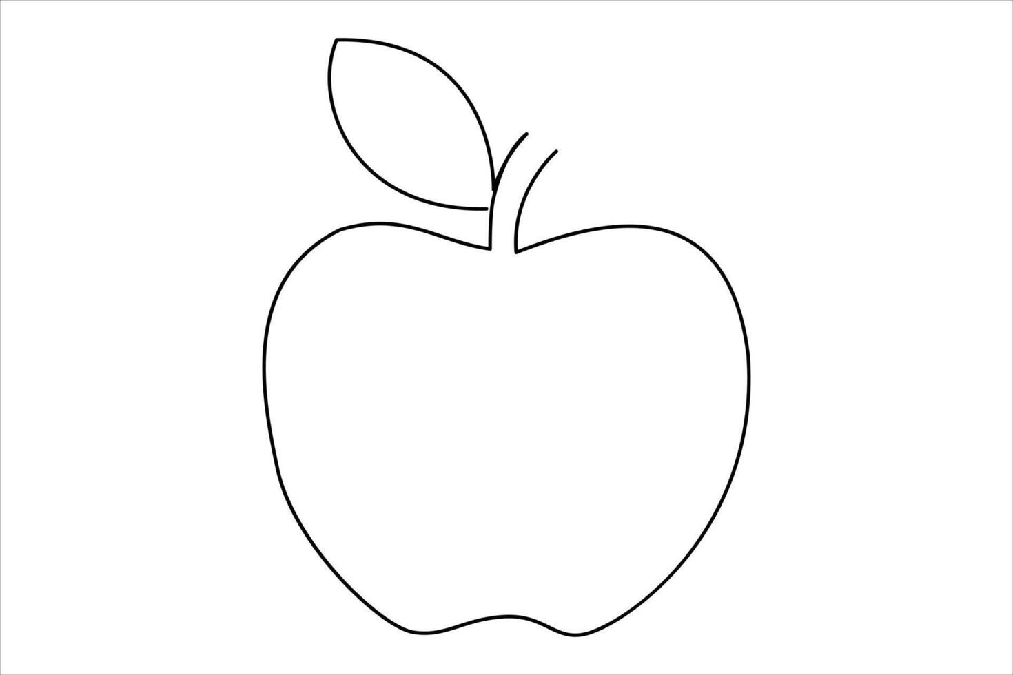 Continuous one line art drawing apple outline line art illustration vector