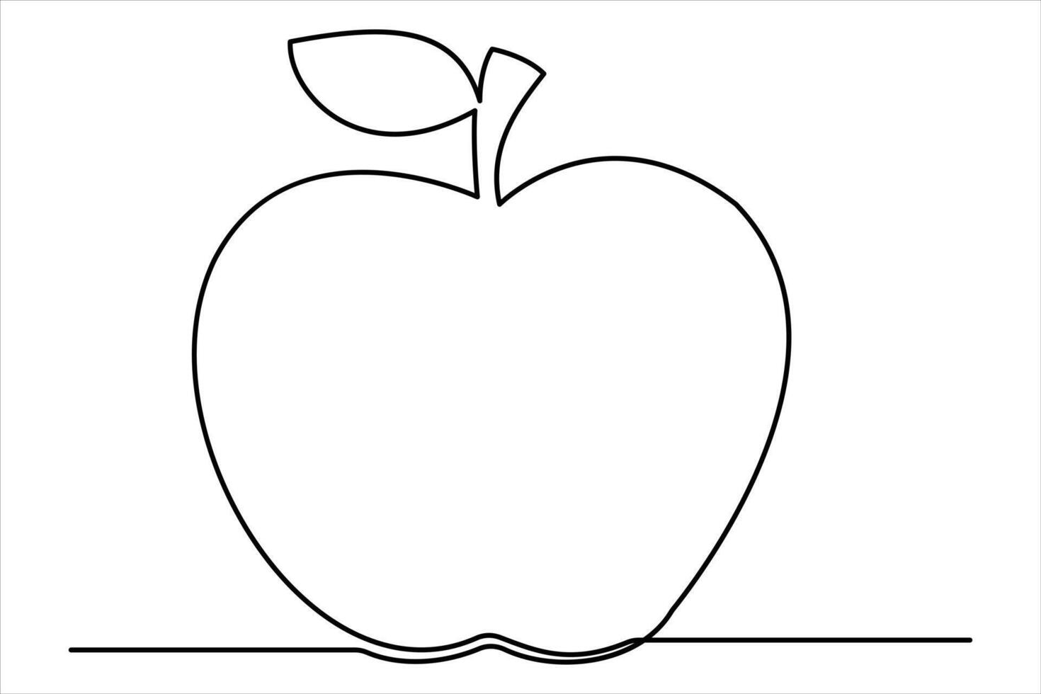 Continuous one line art drawing apple outline line art illustration vector