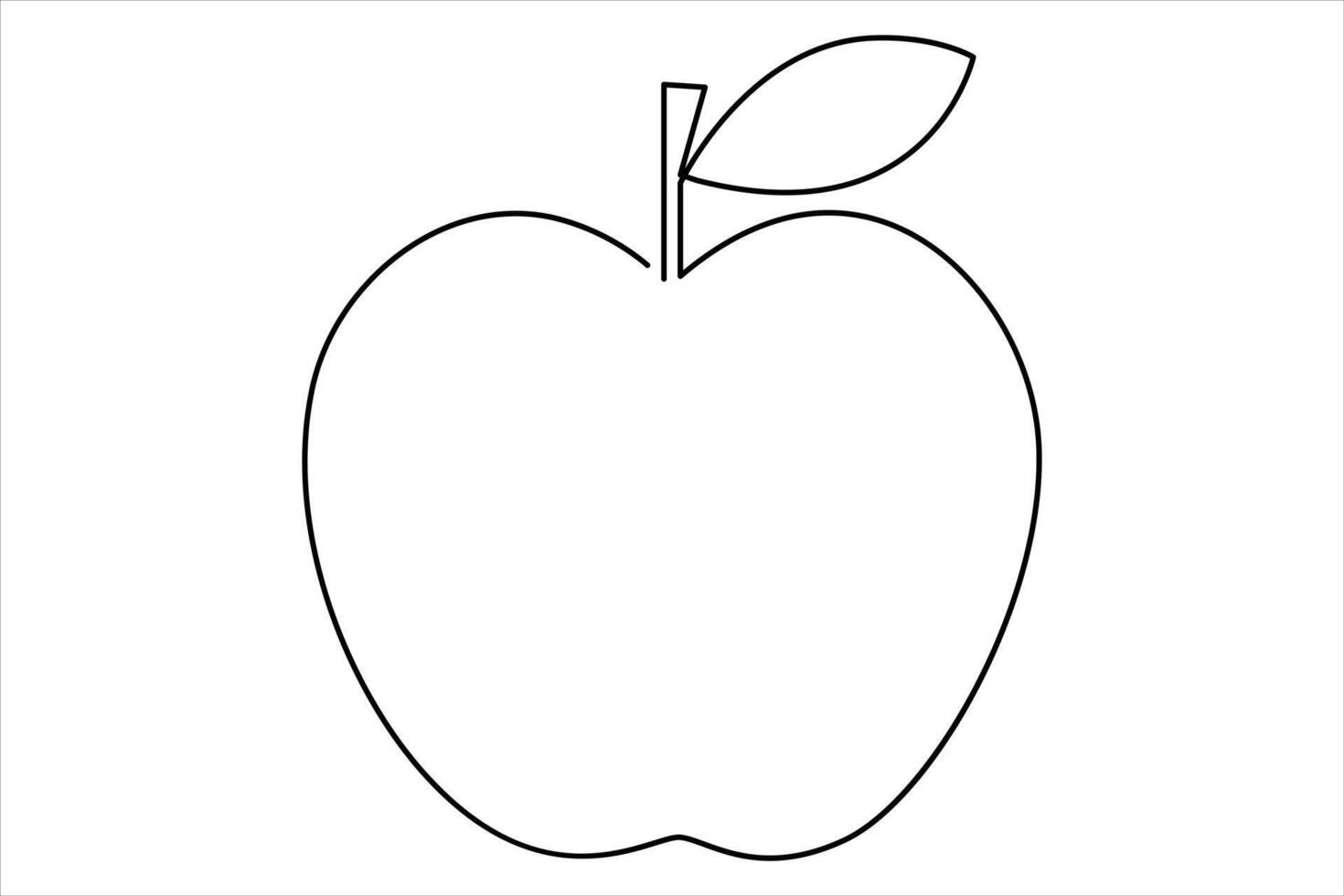 Continuous one line art drawing apple outline line art illustration vector