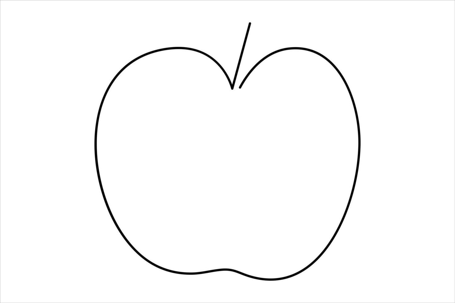 Continuous one line art drawing apple outline art illustration vector