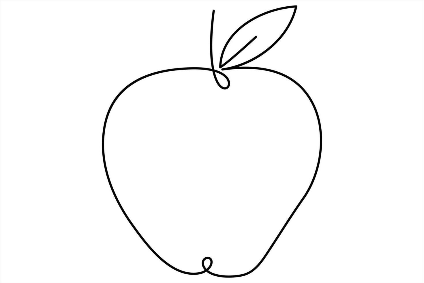 Continuous one line art drawing apple outline art illustration vector