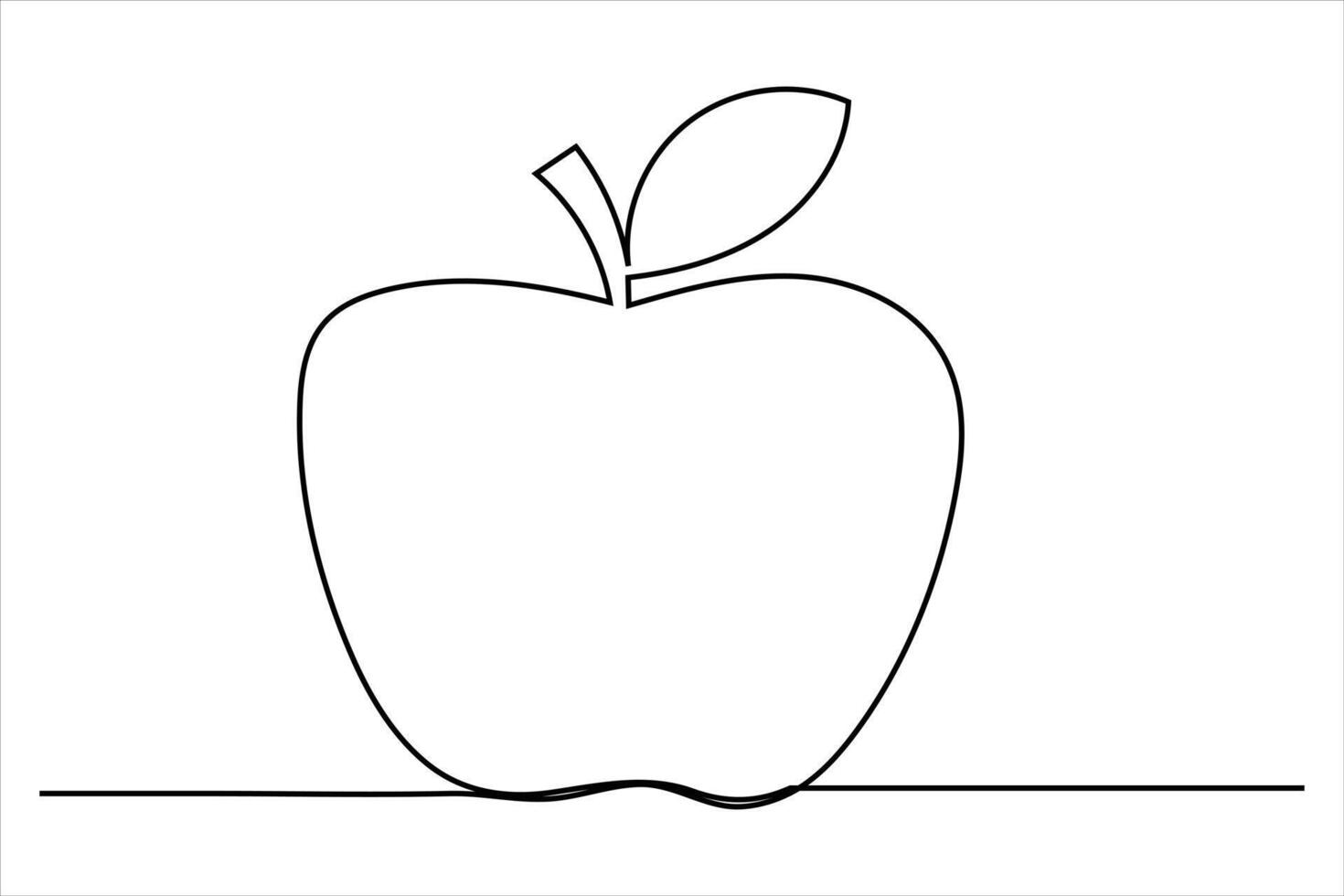 Continuous one line art drawing apple outline art illustration vector