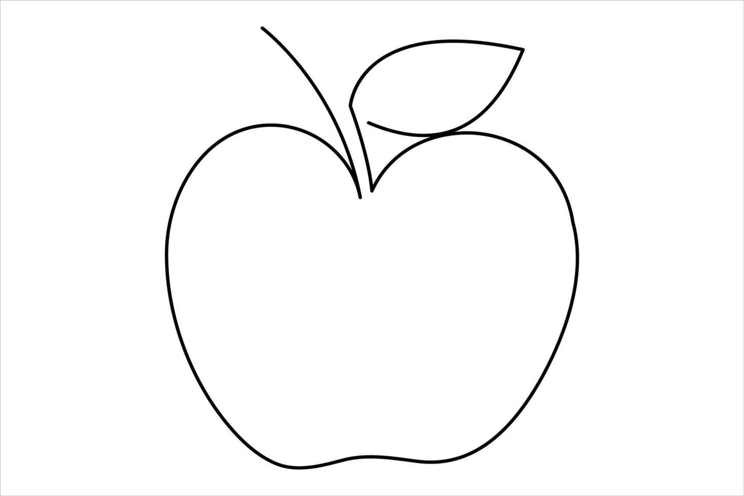 Continuous one line art drawing apple outline line art illustration vector