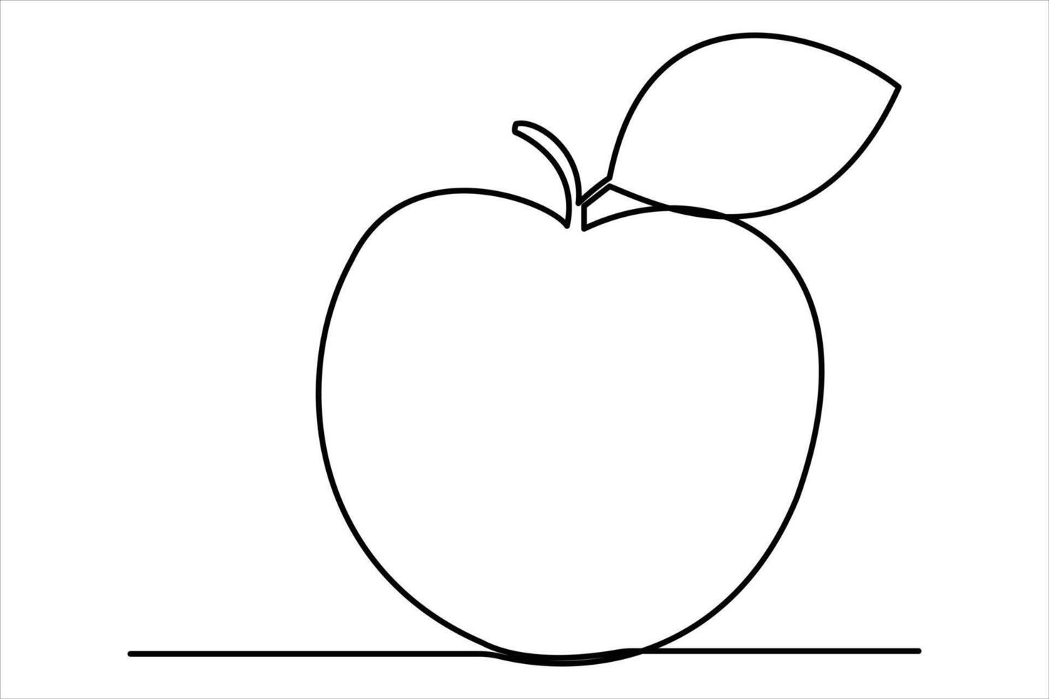 Continuous one line art drawing apple outline art illustration vector