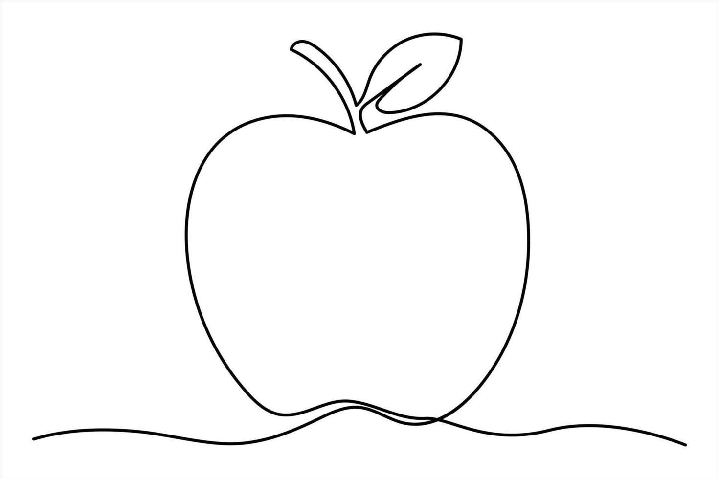 Continuous one line art drawing apple outline line art illustration vector