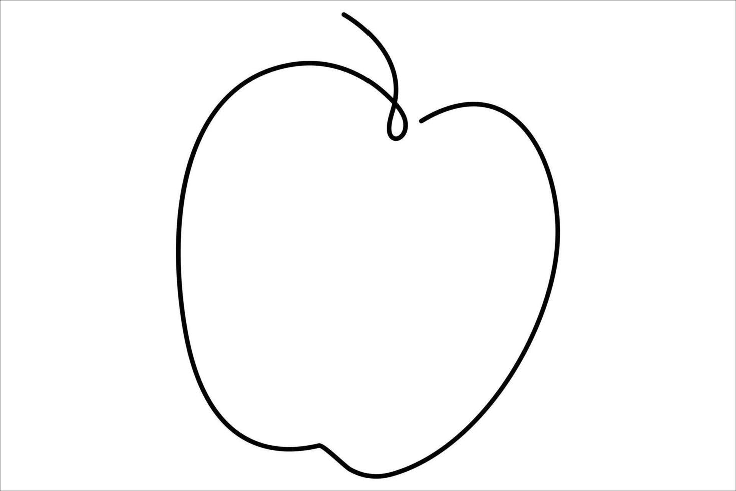 Continuous one line art drawing apple outline line art illustration vector