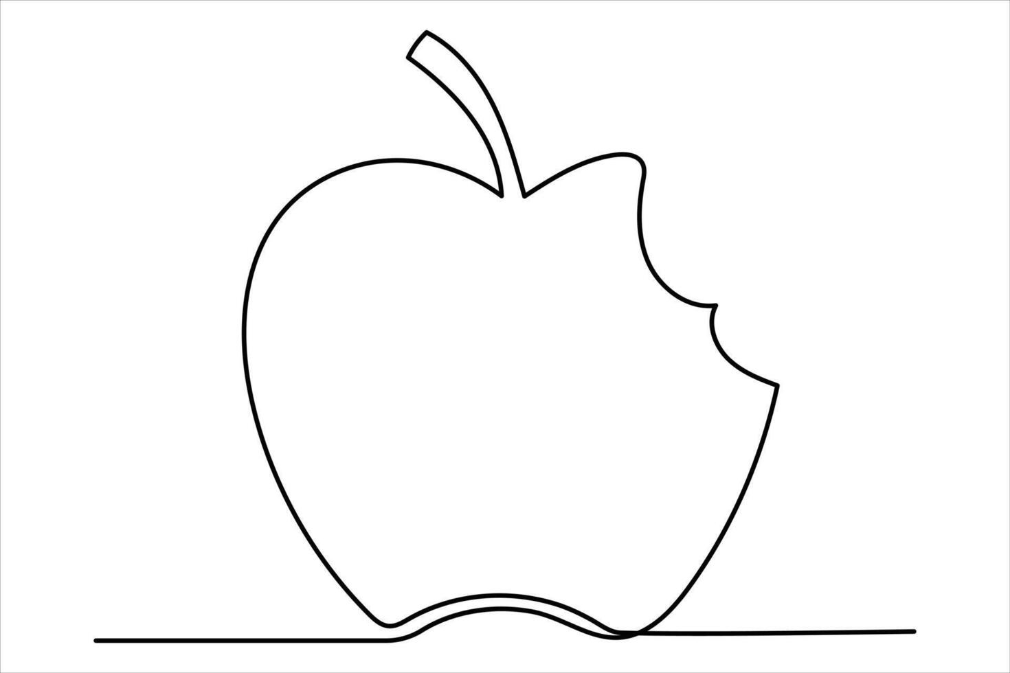 Continuous one line art drawing apple outline line art illustration vector