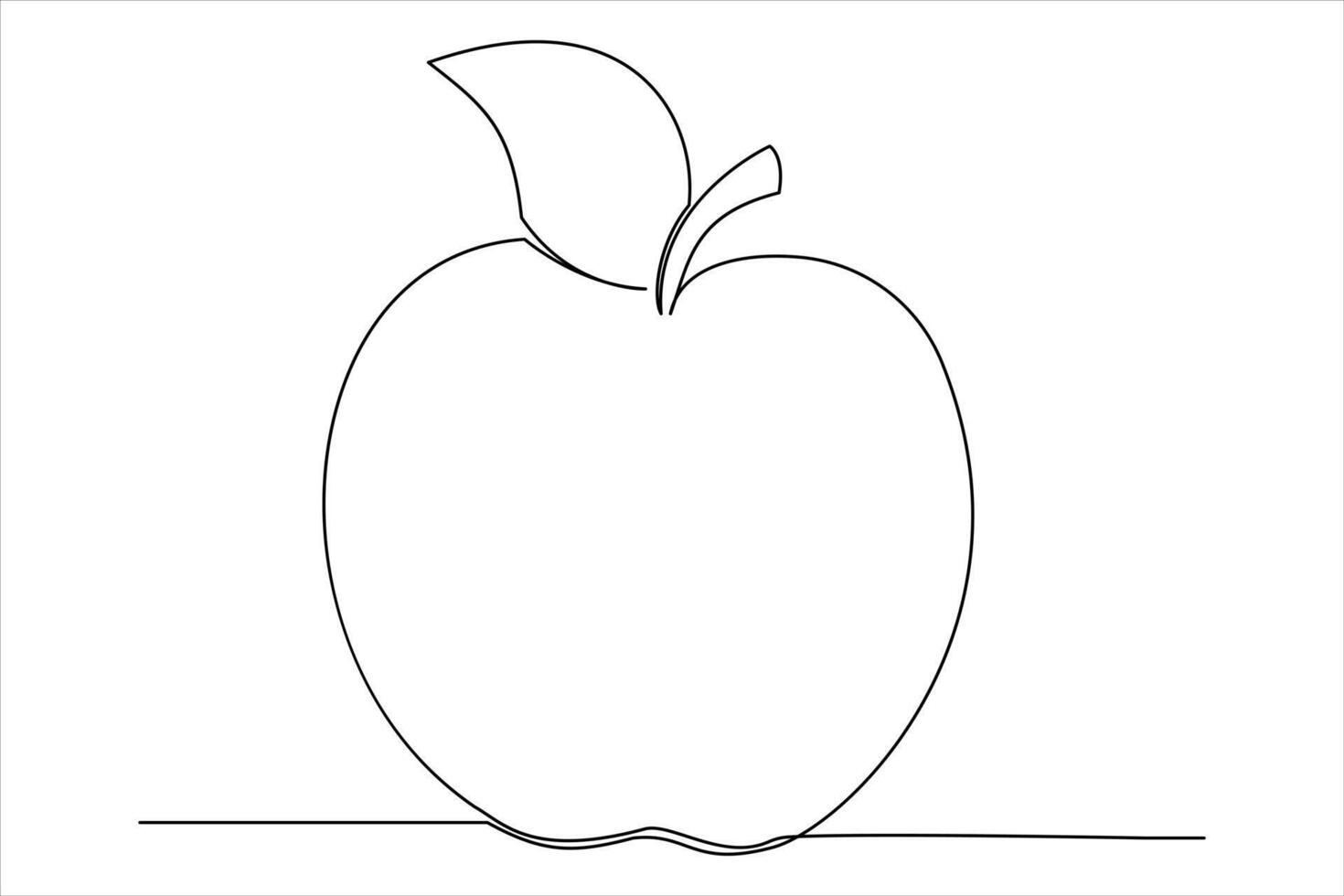 Continuous one line art drawing apple outline line art illustration vector