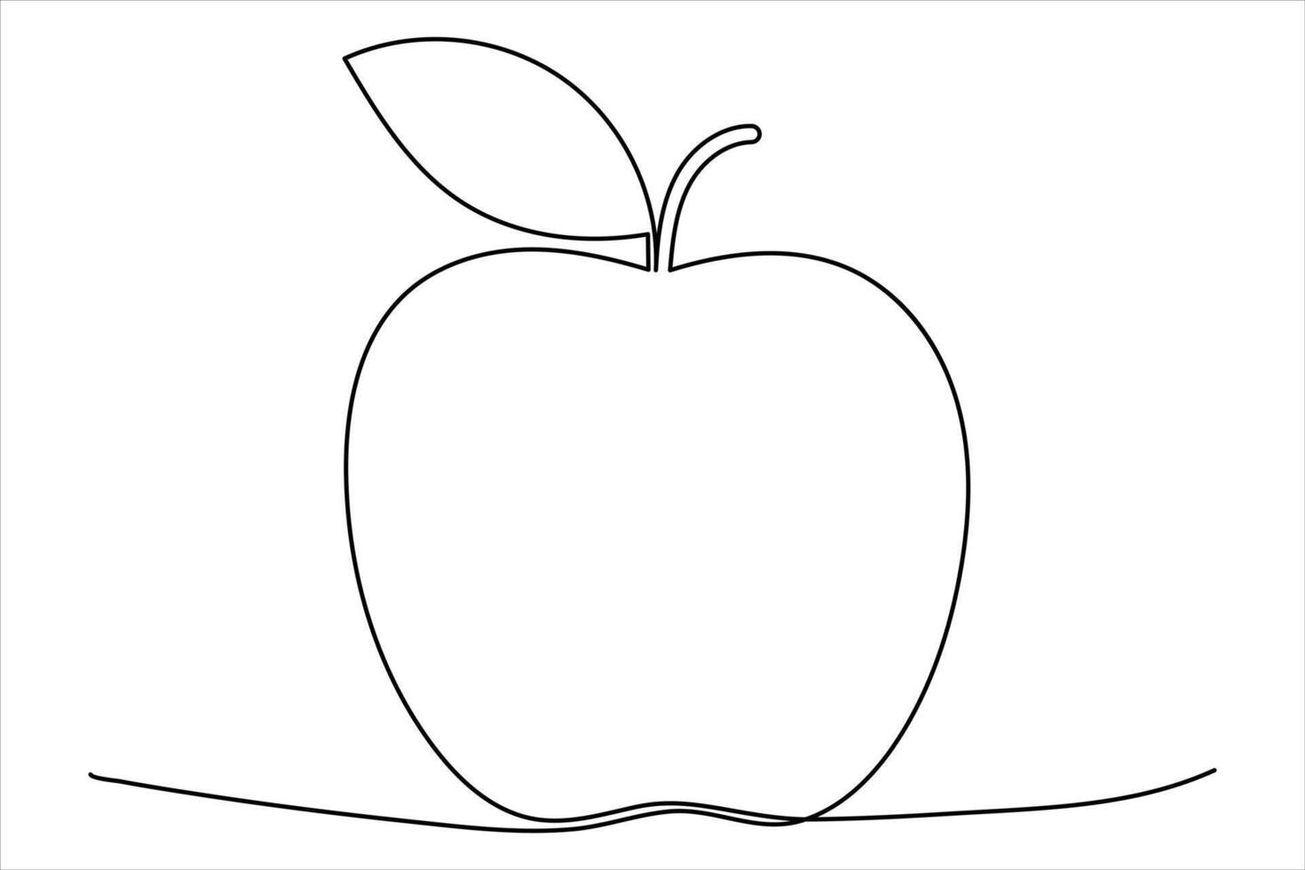 Continuous one line art drawing apple outline line art illustration vector