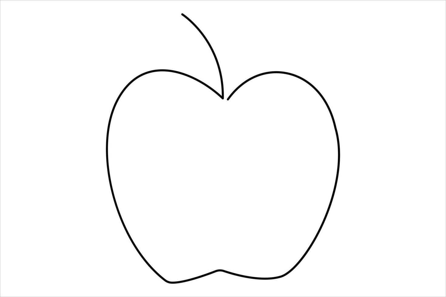 Continuous one line art drawing apple outline line art illustration vector