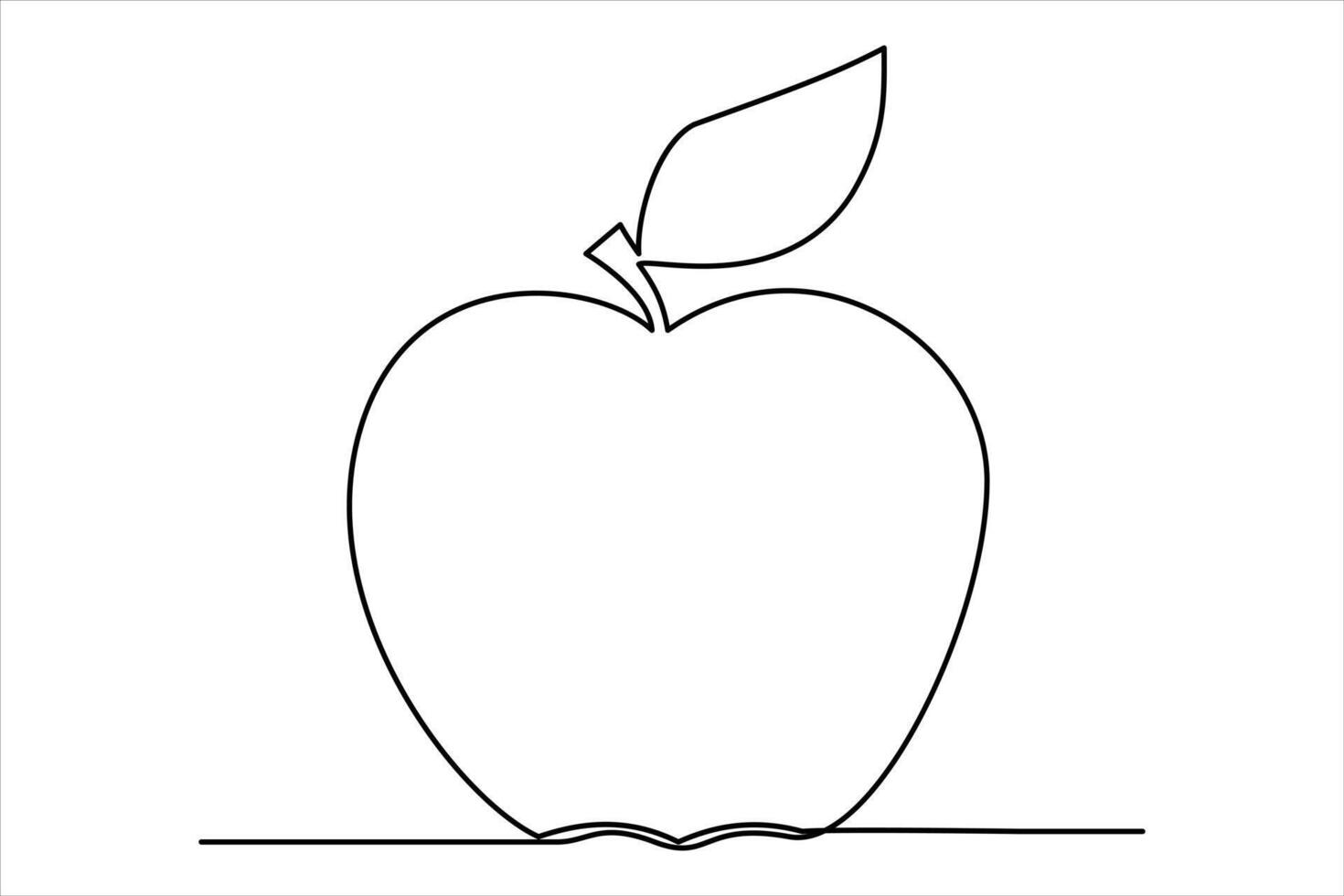 Continuous one line art drawing apple outline line art illustration vector