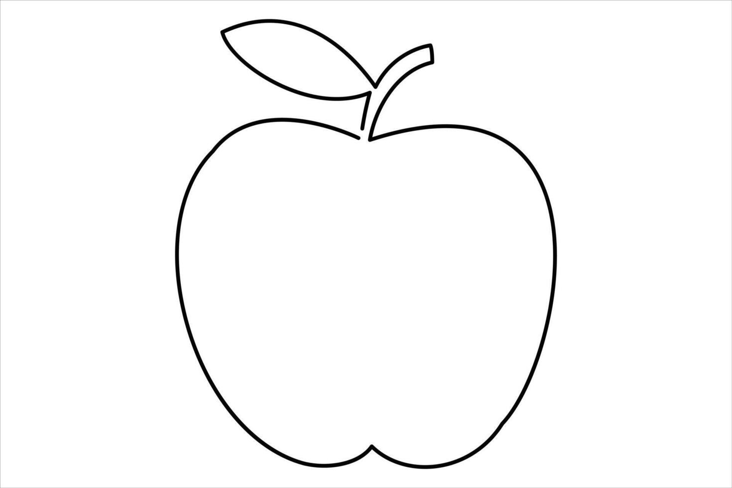 Continuous one line art drawing apple outline line art illustration vector