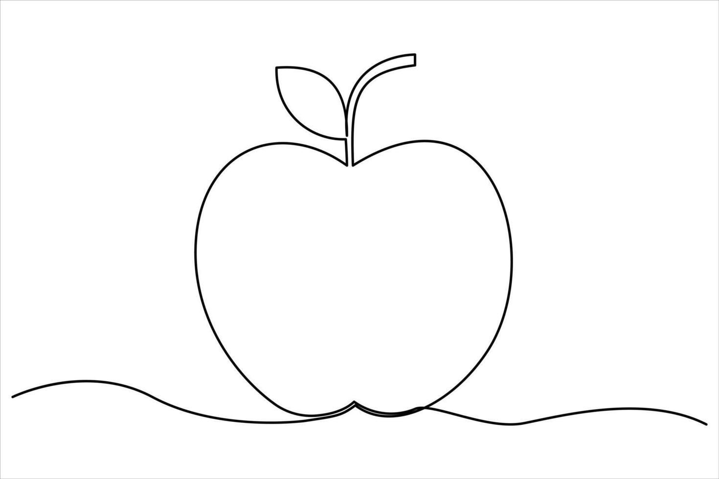 Continuous one line art drawing apple outline line art illustration vector