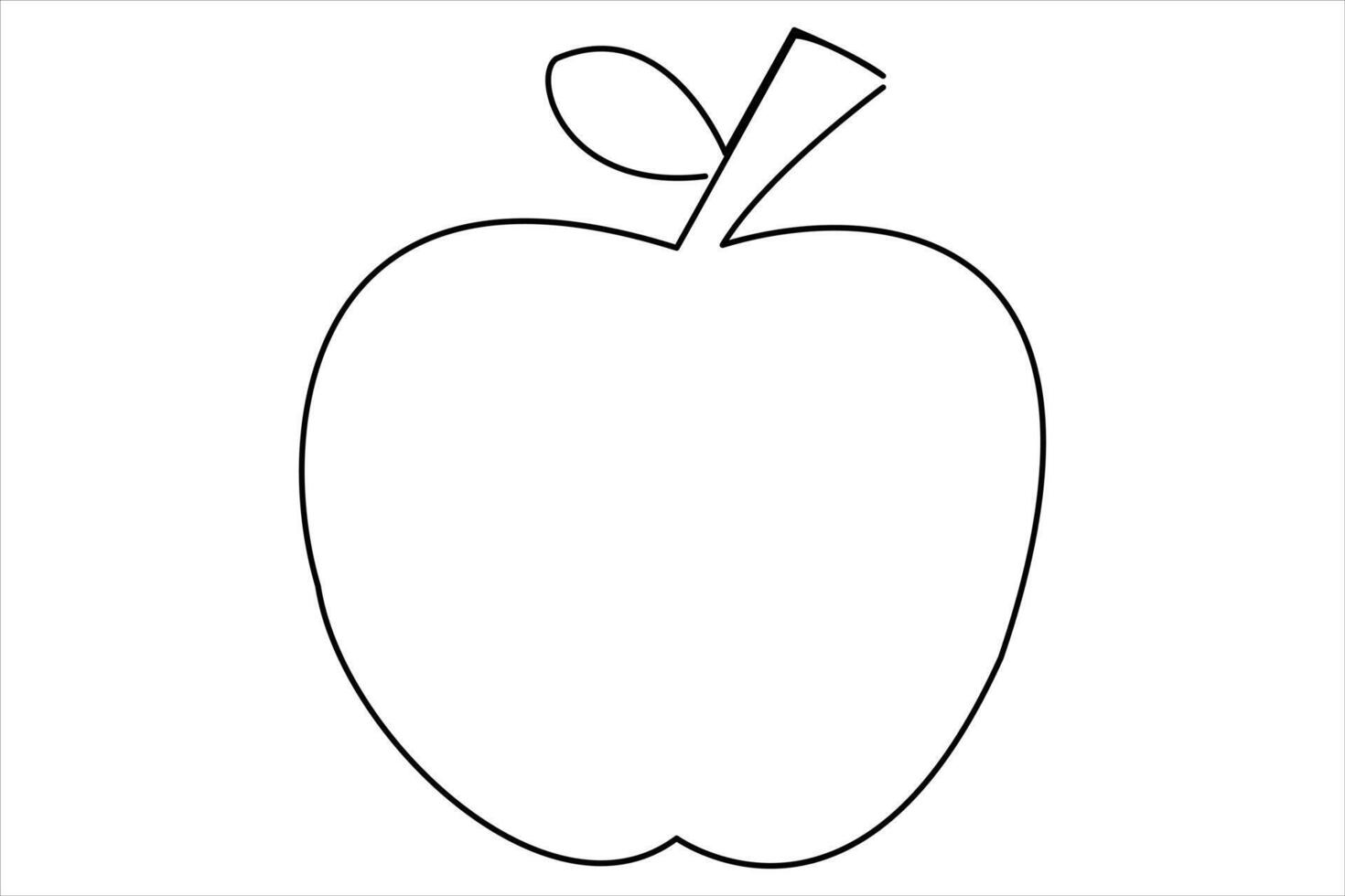 Continuous one line art drawing apple outline line art illustration vector